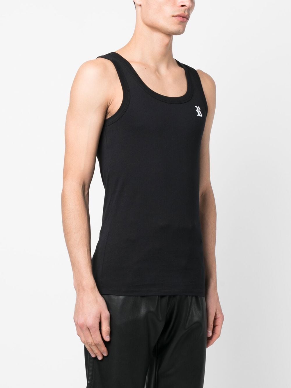 Black logo-patch tank top - men - RAF SIMONS